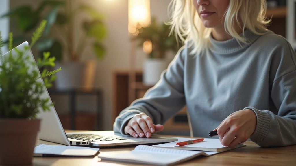 Gig worker at home office